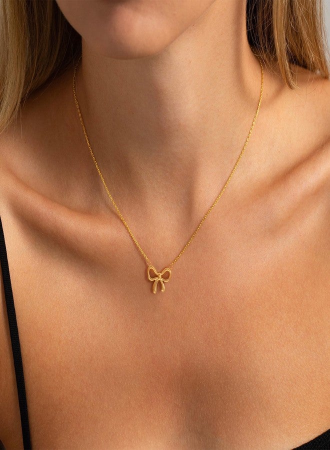 BAYLAY Bow Necklace for Women, 18K Gold Plated Bow Necklaces Dainty Gold Necklace for Women Trendy Gold Jewelry Gifts Womens Stocking Stuffers Easter Basket Essentials Stuffers Fillers - Image 5